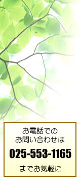お電話でのお問い合わせは、025-553-1165まで